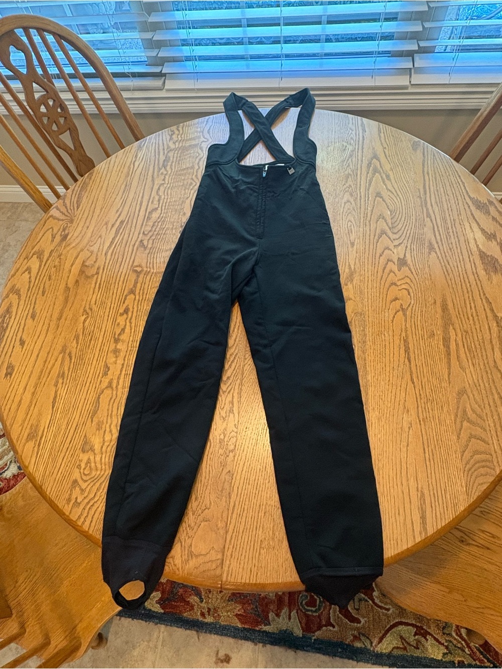 Vintage Nils Ski Bib Black Cross Back Stirrup Pants Sz 8 Schoeller Switzerland